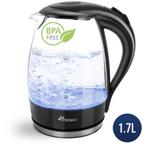 Waterkoker, glas, transparant, LED-verlichting, 1.7 liter,, Witgoed en Apparatuur, Waterkokers, Ophalen of Verzenden, Nieuw