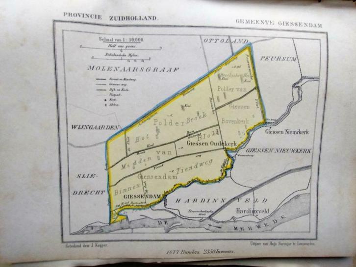 041/ Giesendam/ Giesen Oudekerk / Litho Kuyper  ZH, Antiek en Kunst, Kunst | Litho's en Zeefdrukken, Ophalen of Verzenden