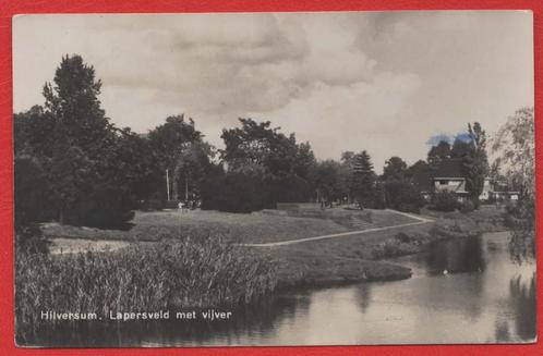 Hilversum - Laaperspark met vijver - 1947, Verzamelen, Ansichtkaarten | Nederland, Gelopen, Noord-Holland, 1940 tot 1960, Ophalen of Verzenden