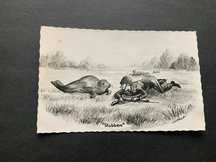 Humoristische Militaire Ansichtkaart "Robben", Verzamelen, Ansichtkaarten | Themakaarten, Overige thema's, Ophalen of Verzenden