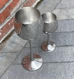 Set van 2 Zilveren RVS wijnglazen, Glas of Glazen, Verzenden, Overige stijlen, Glas