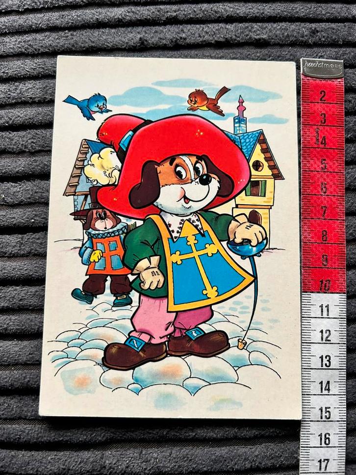 10. Oude kinderkaart illustr Aangeklede ridder Hond, Verzamelen, Ansichtkaarten | Themakaarten, Ongelopen, 1980 tot heden, Ophalen of Verzenden