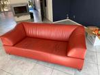 Rode leren bank Leolux, Huis en Inrichting, Ophalen, Zo goed als nieuw, 75 tot 100 cm, Tweepersoons