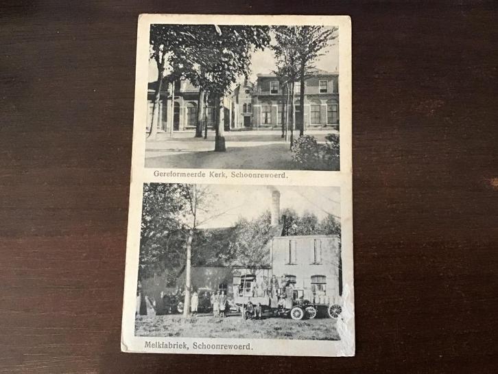 Schoonrewoerd melkfabriek en Gereformeerde kerk 1941,    146, Verzamelen, Ansichtkaarten | Nederland, Gelopen, Zuid-Holland, 1940 tot 1960