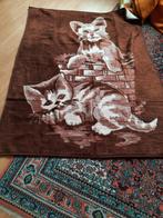 Bruine Dralon/acryl Deken met poes, Ophalen of Verzenden, Zo goed als nieuw