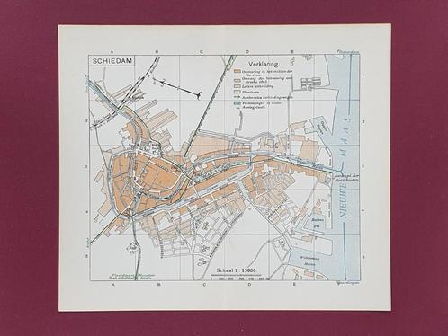 SCHIEDAM 1917 originele plattegrond ANWB, Boeken, Atlassen en Landkaarten, Gelezen, Landkaart, Nederland, 1800 tot 2000, Ophalen of Verzenden