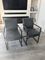 2 Grijze Eetkamerstoelen met Armleuning, Huis en Inrichting, Ophalen, Twee, Zo goed als nieuw, Metaal