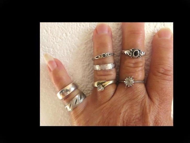 Verschillende Design 7 Zilveren Ringen /Stenen/Kleinematen!, Sieraden, Tassen en Uiterlijk, Antieke sieraden, Ring, Zilver, Met edelsteen