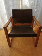 Safari lounge chair Diana leer & hout 70s by Karin Mobring, Ophalen, Gebruikt, Hout