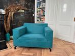 Mooie turkoise/blauwe loveseat zwarte pootjes, Ophalen, Gebruikt, 75 tot 100 cm, 100 tot 125 cm