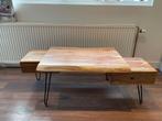 Salontafel met 2 lades - Hout & Metaal, Ophalen, Gebruikt, 100 tot 150 cm, 50 tot 100 cm