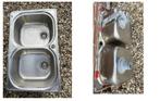 Te koop: Dubbele RVS spoelbak, Huis en Inrichting, Keuken | Keukenelementen, Gebruikt, Verzenden, 50 tot 100 cm, Minder dan 100 cm