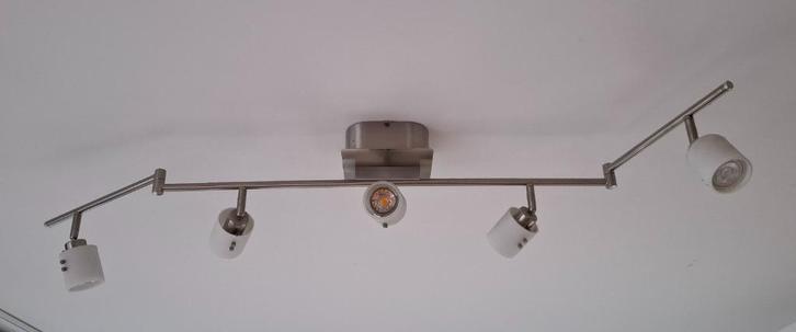 Rvs plafondlamp 135cm met 5 lampjes, Huis en Inrichting, Lampen | Plafondlampen, Zo goed als nieuw, Ophalen of Verzenden