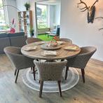 Rough ronde Tuinset - Diningset/ 150cm + draaiplateau - ZGAN, Verzenden, ., Zo goed als nieuw, .