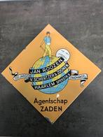 Emaille bord zaadhandel, Ophalen of Verzenden, Gebruikt, Reclamebord