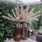 Twee prachtige grote cognac kleurige glazen vazen, Ophalen, Zo goed als nieuw, Overige kleuren, Glas