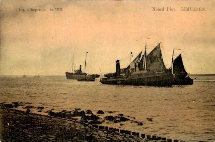 IJmuiden - Noord Pier - Schepen, Verzamelen, Ansichtkaarten | Nederland, Ongelopen, Noord-Holland, Voor 1920, Ophalen of Verzenden