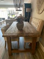Robuste landelijk sobere eettafel incl. Bank en stoelen, Huis en Inrichting, Tafels | Eettafels, 100 tot 150 cm, Eikenhout, 200 cm of meer