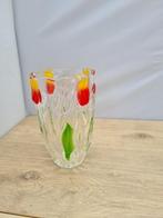 Vaas glas met 3d tulpen, Huis en Inrichting, Woonaccessoires | Vazen, Overige kleuren, Nieuw, Ophalen of Verzenden, Glas