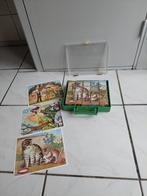 Vintage Puzzelblokken met Afbeeldingen, met klok achter op, Ophalen of Verzenden