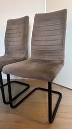 4 Velvet Eetkamerstoelen Grijs - Zwarte Poten, Huis en Inrichting, Stoelen, Ophalen of Verzenden, Zo goed als nieuw, Vier, Stof