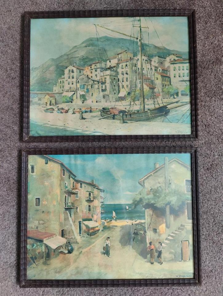 Twee ingelijste drukken, Antiek en Kunst, Kunst | Schilderijen | Klassiek, Ophalen of Verzenden