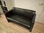 Leolux Fabio Zwarte Leren 2-zits Bank, Ophalen, Gebruikt, 150 tot 200 cm, Tweepersoons