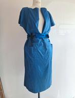 Balmain vintage zomerjurk 80s geometrisch medium large, Blauw, Maat 42/44 (L), Ophalen of Verzenden, Knielengte