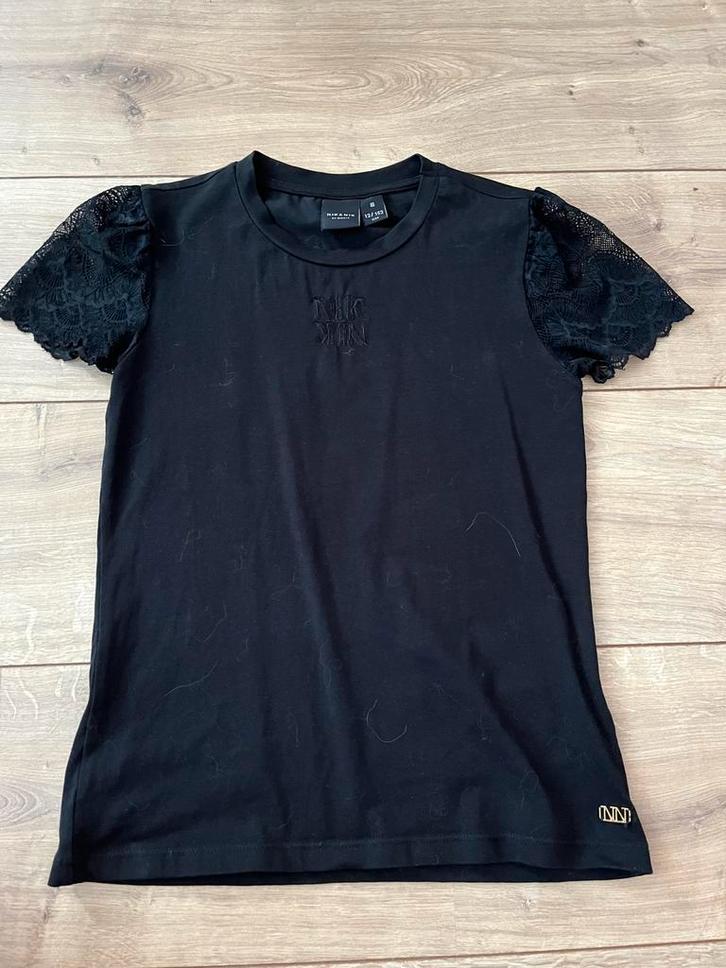 ZGAN Nik&Nik shirt zwart met kanten mouwtjes 152, Kinderen en Baby's, Kinderkleding | Maat 152, Zo goed als nieuw, Meisje, Shirt of Longsleeve