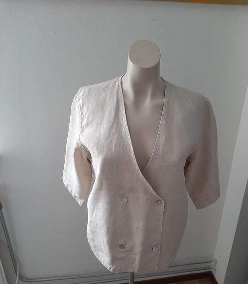 linnen top jasje  Club L' AVENIR    S, Kleding | Dames, Tops, Zo goed als nieuw, Maat 36 (S), Beige, Korte mouw, Ophalen of Verzenden