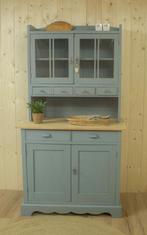 Landelijke, Oud-Grenen Buffetkast - Vergrijsd Blauw, Ophalen, Gebruikt, 100 tot 150 cm, Landelijke