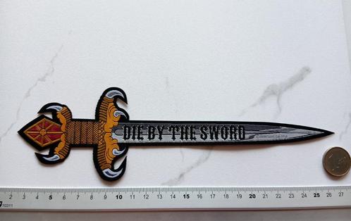 Slayer die by the sword shaped patch 28-- 7.5 x 25 cm, Verzamelen, Muziek, Artiesten en Beroemdheden, Nieuw, Kleding, Verzenden