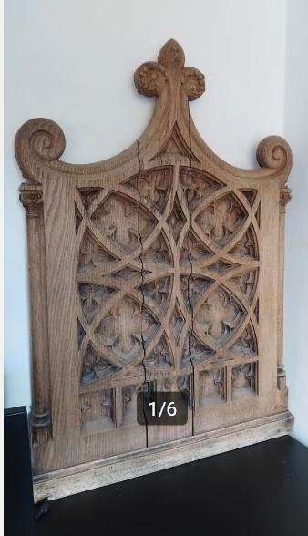 Prachtig oud houten paneel gotisch landelijk kerk, Huis en Inrichting, Woonaccessoires | Wanddecoraties, Gebruikt, Ophalen