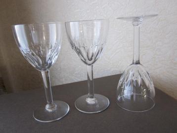 Zes mooie kristal portoglazen - kelk met geslepen facetten beschikbaar voor biedingen