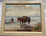 Noordzee schelpenvisser gesigneerd., Antiek en Kunst, Kunst | Schilderijen | Klassiek, Ophalen of Verzenden