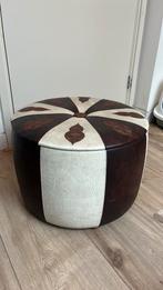Unieke leren poef met opbergruimte, Ophalen, Minder dan 50 cm, Gebruikt, Rond