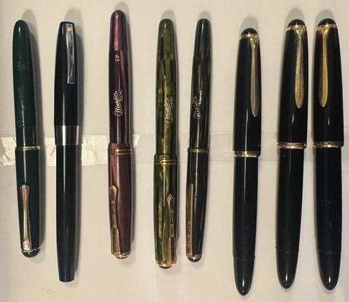 8 oude vulpennen, Merlin, ERO, Sheaffer, schoolkaweco 14 k, Verzamelen, Pennenverzamelingen, Gebruikt, Vulpen, Overige merken