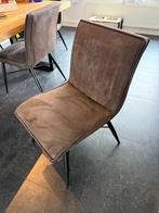 4 Bruine Suède Eetkamerstoelen, Huis en Inrichting, Stoelen, Ophalen, Gebruikt, Bruin, Vier