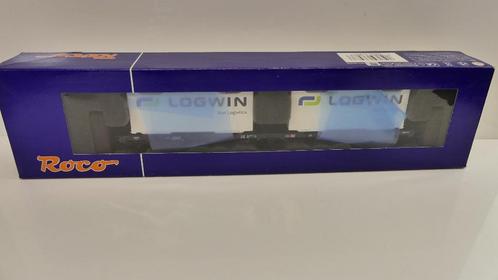 Roco H0 Containerdraagwagon Logwin DB AG OVP 66583, Hobby en Vrije tijd, Modeltreinen | H0, Zo goed als nieuw, Wagon, Gelijkstroom