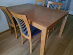 eikenhouten UITSCHUIFBARE eettafel incl 4 stoelen, Huis en Inrichting, Ophalen, Gebruikt, Eikenhout, 200 cm of meer