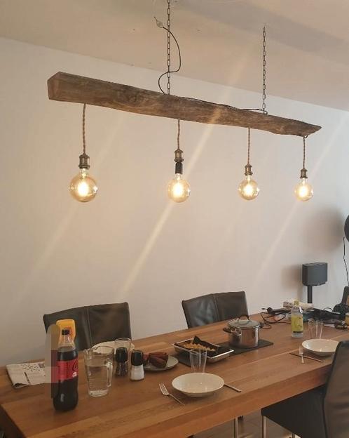 Boomstam hanglamp 4 spots, Huis en Inrichting, Lampen | Hanglampen, Zo goed als nieuw, Ophalen