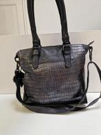 Zwart leren tas met crocoprint, Ophalen of Verzenden, Gebruikt, Zwart, Schoudertasje