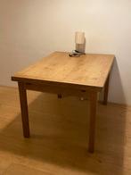 Uitschuifbare massief houten tafel, Ophalen, Gebruikt, 100 tot 150 cm, 50 tot 100 cm
