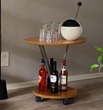 Mid Century Dranken Trolley, Minder dan 55 cm, Gebruikt, Rond, Hout