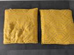 Gele kussens met gouden motief. 50x50 cm, Zo goed als nieuw, Ophalen, Vierkant, Geel