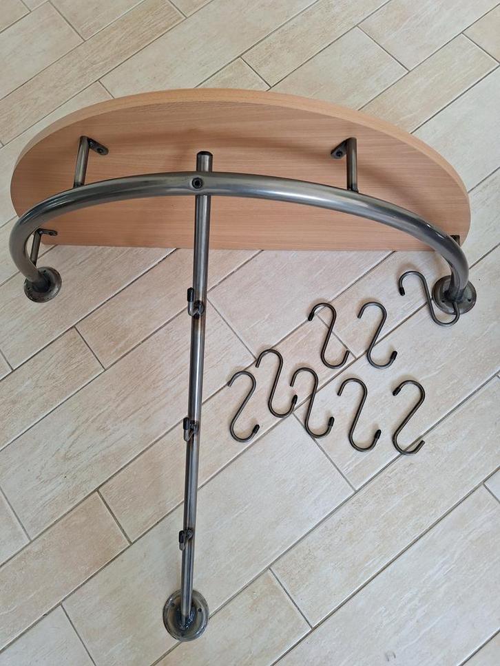 Kapstok half rond metaal/hout ZGAN, Huis en Inrichting, Woonaccessoires | Kapstokken, Zo goed als nieuw, Staande kapstok, Minder dan 100 cm