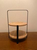 Gusta Etagère/Serveertoren (2 laags) - Bamboe & Zwart Metaal, Huis en Inrichting, Ophalen of Verzenden, Zo goed als nieuw