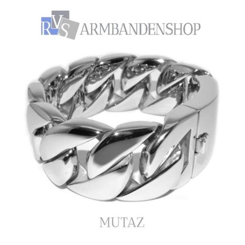 Rvs staal brede heren armband "Mutaz". zilver kleurig RVS, Sieraden, Tassen en Uiterlijk, Armbanden, Nieuw, Staal, Zilver, Ophalen of Verzenden