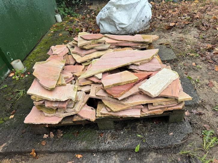 Brazil Rosso Flagstones - Restpartij terras, Tuin en Terras, Tegels en Klinkers, Gebruikt, Terrastegels, Natuursteen, Minder dan 5 m²