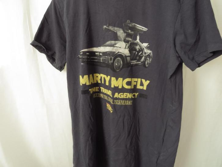 blauw tshirt mt M back to the future Marty Mcfly, Kleding | Heren, T-shirts, Gedragen, Maat 48/50 (M), Blauw, Ophalen of Verzenden